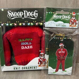 Snoop Dogg Knit Sweater Holiday Christmas Ornament & Gift Tags Set - NEW